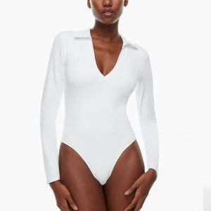 Aritzia Babaton white polo long sleeve